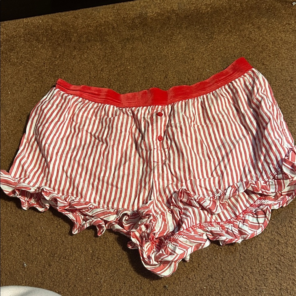Pink!! Red and White Striped Women's Sleep Shorts